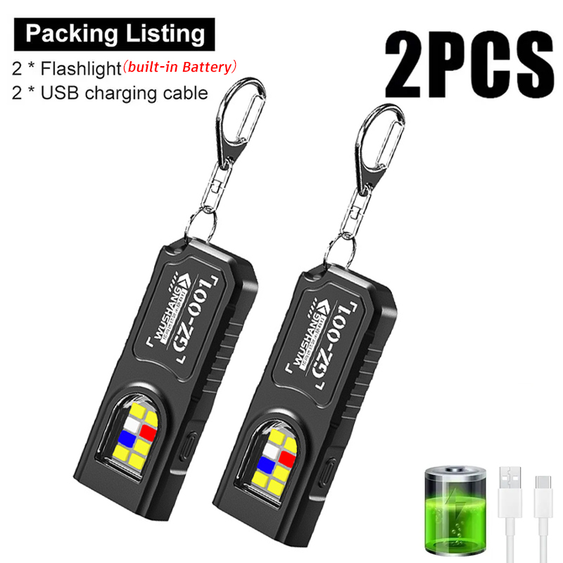 Outdoor Camping Lamp - Multifunctional Keychain Flashlight USB Rechargeable Mini