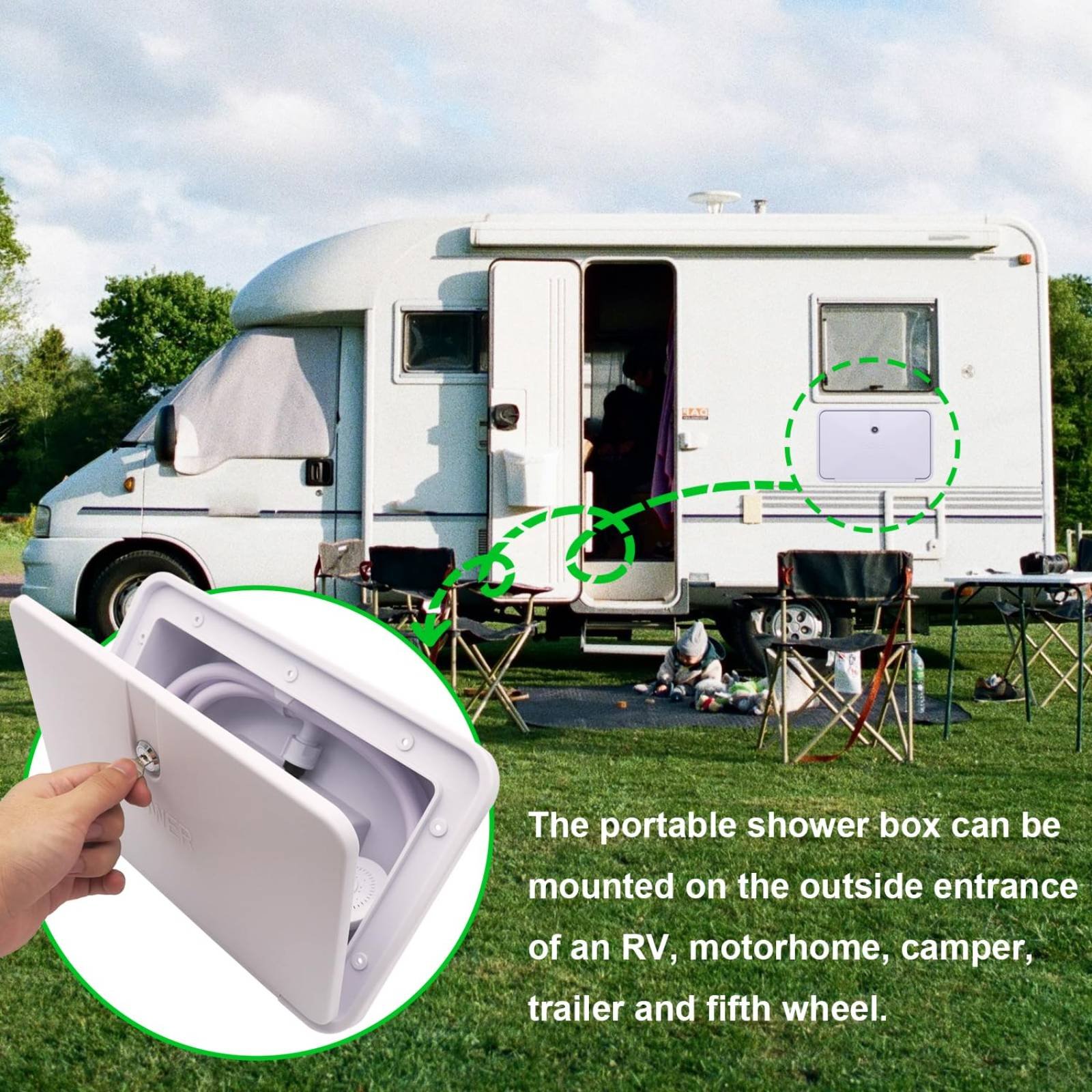 RV Exterior Shower Box Compact - đánh giá và giá Outdoor Camping Shower